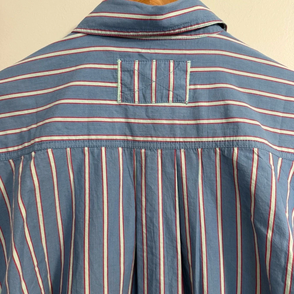 FREE PEOPLE We The Free Striped Varsity Vibes Shirt / Blue Combo - Picture 7 of 15